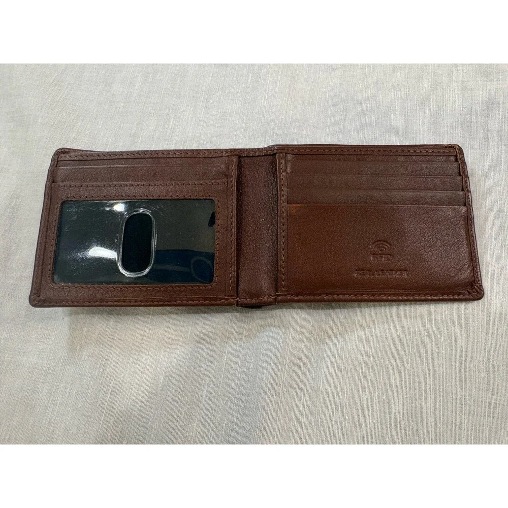 Wise Owl Men’s Brown Leather Pocket Bifold RFID Wallet